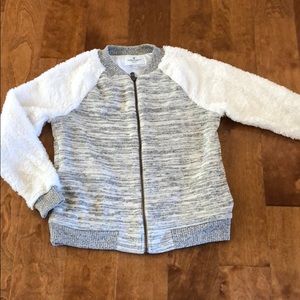 American eagle fuzzy arm “bomber jacket”